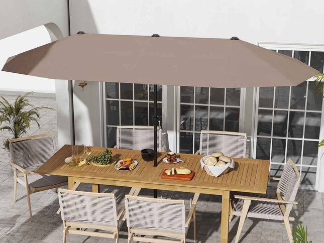 13 Ft Large Patio Umbrella Double-Sided Market Umbrella w/ Crank Handle-Beige