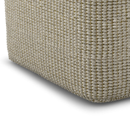 Zelma - Square Woven Outdoor / Indoor Pouf - Cream / Natural