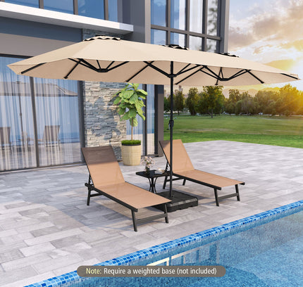 15.5 Ft Extra-Large Patio Umbrella with LED Solar Lights and Crank Handle