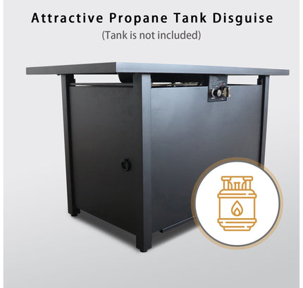 Outdoor Fire Pit Table With Lid - Black