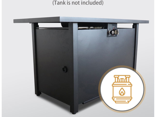 Outdoor Fire Pit Table With Lid - Black