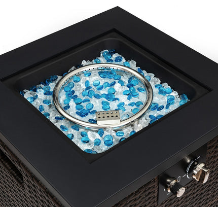 FlameHaven™ – Wicker Propane Fire Pit Column with Glass Wind Guard US