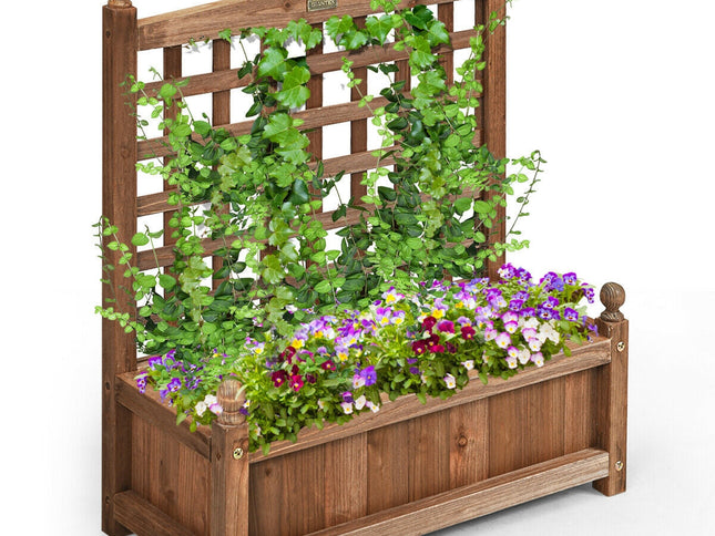 Wood Planter Box with Trellis Weather-resistant Outdoor