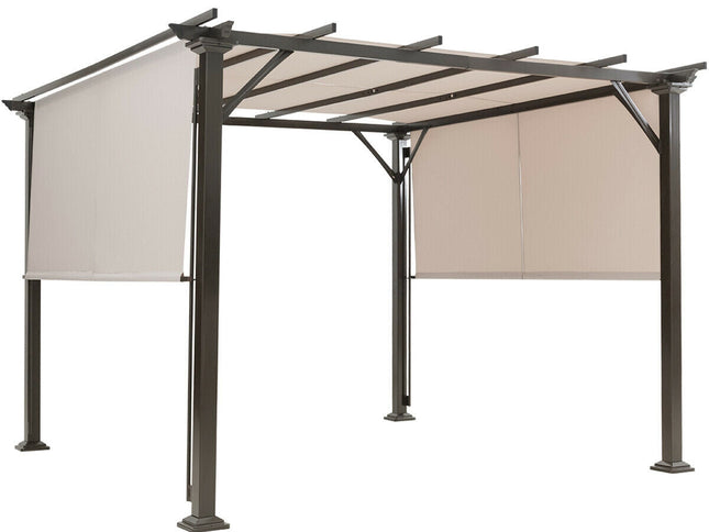 10 x 10 Feet Metal Frame Pergola - Beige