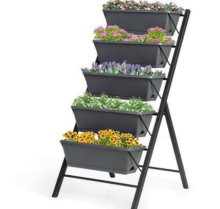 5-Tier Raised Garden Bed with Water Drainage for Flowers Vegetables