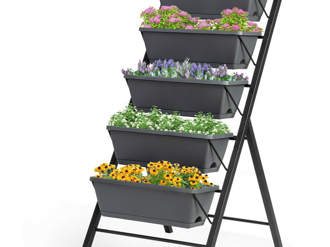 5-Tier Raised Garden Bed with Water Drainage for Flowers Vegetables