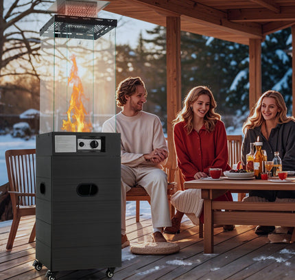 40000 BTU Patio Heater Outdoor Propane Heater with Cover and Wheels-Black