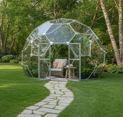 CNC Dome - 16 Ft Tall Stainless Steel 19 Foot Fullerene Enclosure