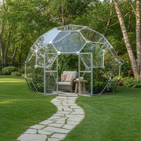 CNC Dome - 16 Ft Tall Stainless Steel 19 Foot Fullerene Enclosure