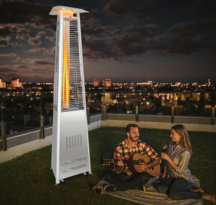 42 000 BTU Stainless Steel Pyramid Patio Heater With Wheels