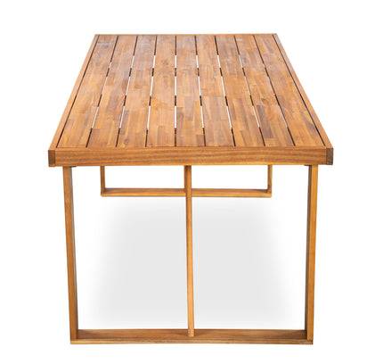 7-Piece Acacia Wood Outdoor Dining Set with 6 Chairs, Teak Finish