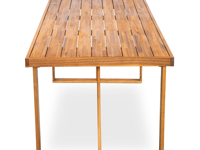 7-Piece Acacia Wood Outdoor Dining Set with 6 Chairs, Teak Finish