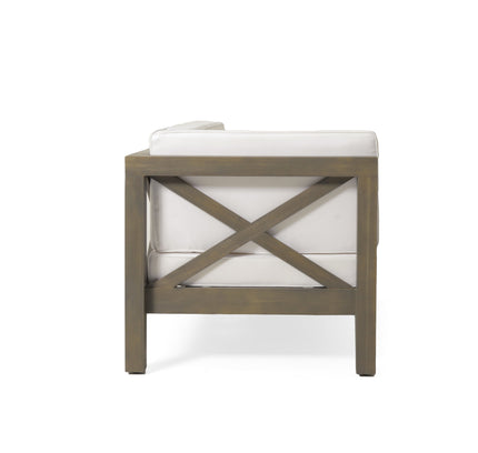 Brava X-Back 4-Piece Acacia Wood Outdoor Sofa Set — White, Mid-Century Modern