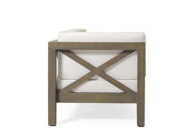 Brava X-Back 4-Piece Acacia Wood Outdoor Sofa Set — White, Mid-Century Modern