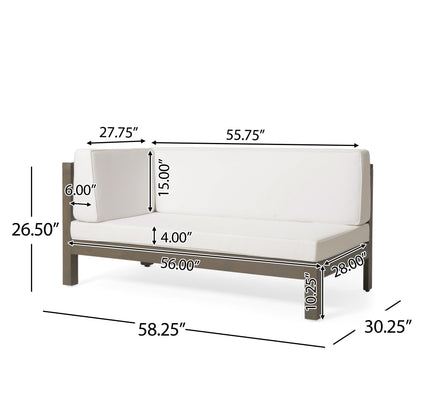 Brava X-Back 4-Piece Acacia Wood Outdoor Sofa Set — White, Mid-Century Modern
