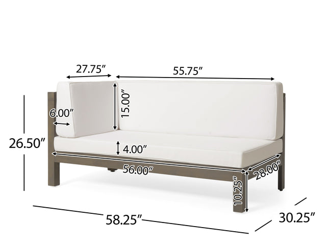 Brava X-Back 4-Piece Acacia Wood Outdoor Sofa Set — White, Mid-Century Modern