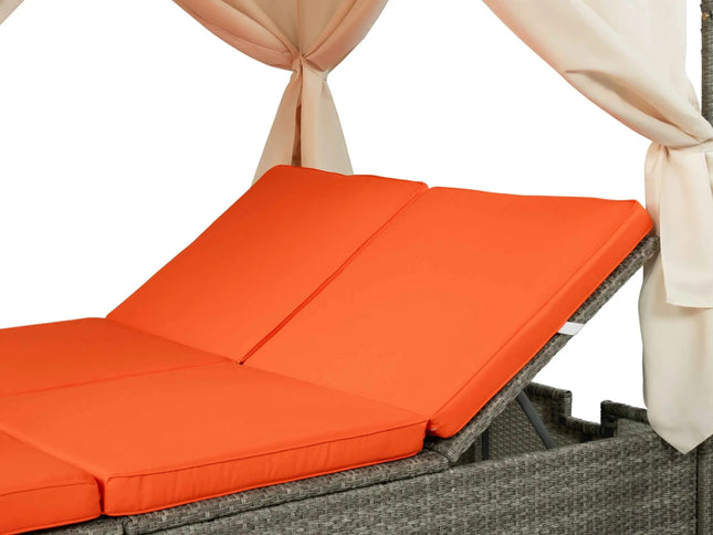 Adjustable Outdoor Double Sun Lounger with Privacy Curtain, High Comfort