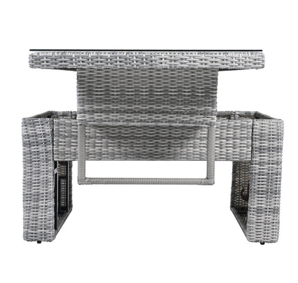 Outdoor Rattan Patio Furniture Set with Adjustable Recliners, Ottomans & Tables