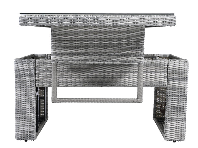 Outdoor Rattan Patio Furniture Set with Adjustable Recliners, Ottomans & Tables