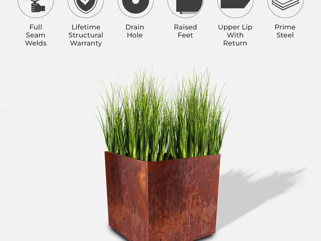 Oversized Corten Steel Cube Planters