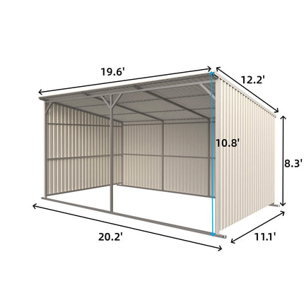 Chery Industrial 20x12 ft Steel Livestock Run-In Shed