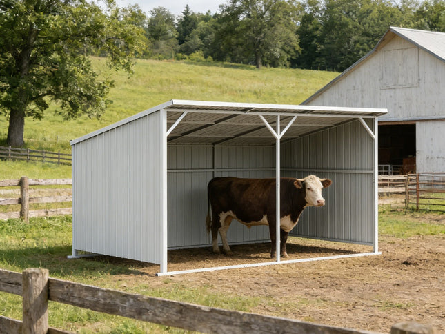 Chery Industrial 20x12 ft Steel Livestock Run-In Shed