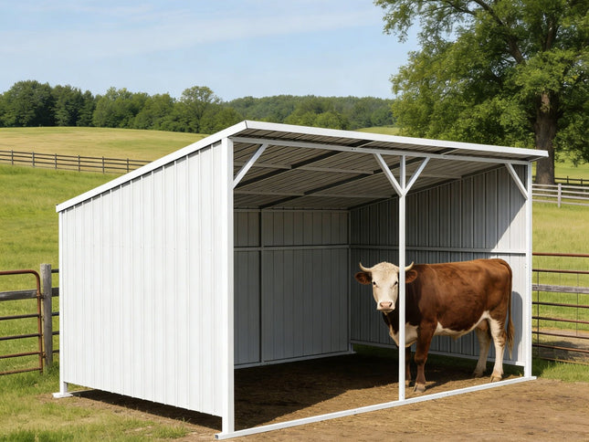 Chery Industrial 20x12 ft Steel Livestock Run-In Shed