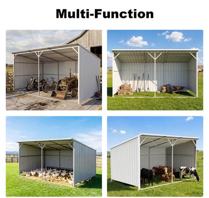 Chery Industrial 20x12 ft Steel Livestock Run-In Shed