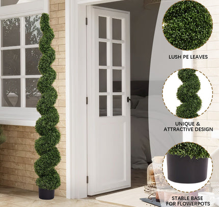 Artificial Outdoor UV Resistant Plastic Boxwood Topiary Spiral Tree