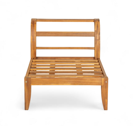 6-Piece Acacia Wood Outdoor Modular Sectional with Daybed Configuration & Tea Table