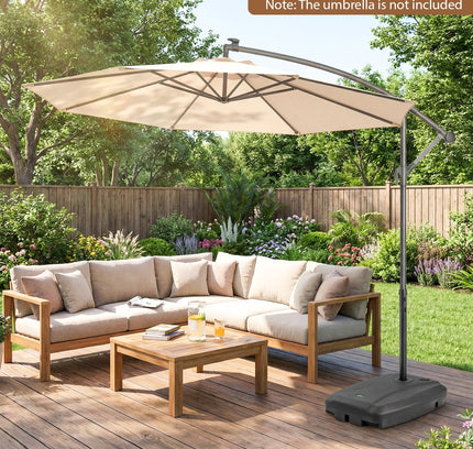 220 lb Cantilever Patio Umbrella Base Stand w/ Wheels Fillable offset Umbrella