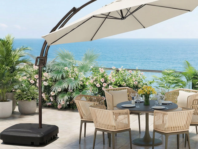 225 lb Cantilever Patio Umbrella Base with Wheels and Crossed Base