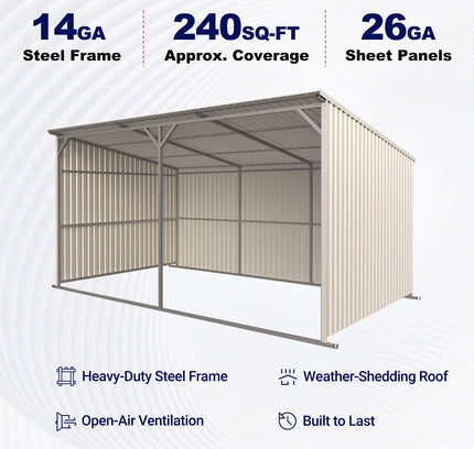 Chery Industrial 20x12 ft Steel Livestock Run-In Shed
