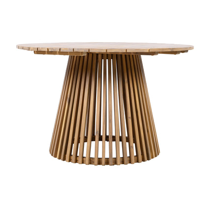 5-Piece Acacia Wood Outdoor Dining Set with Rope Braided Chairs & Round Table — Teak