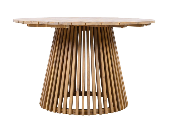 5-Piece Acacia Wood Outdoor Dining Set with Rope Braided Chairs & Round Table — Teak