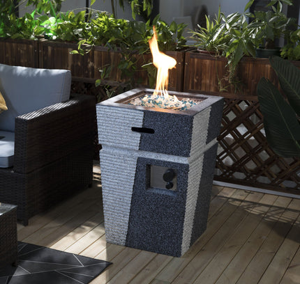 20" Square Concrete Propane Fire Pit Table, 50,000 BTU