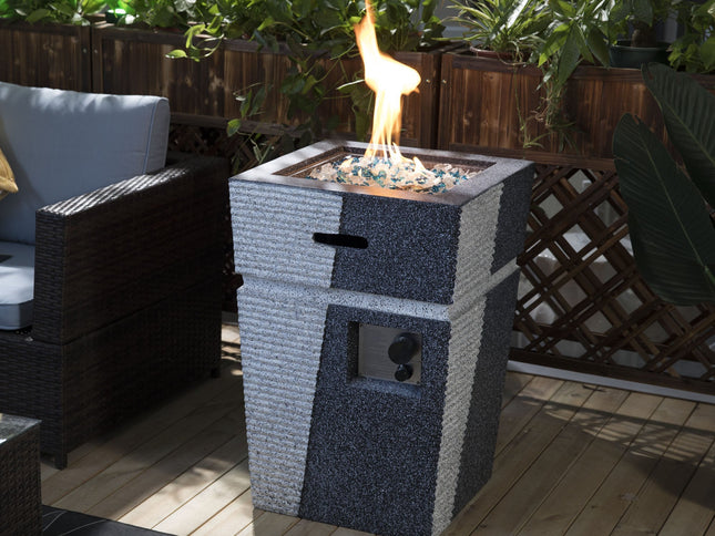 20" Square Concrete Propane Fire Pit Table, 50,000 BTU