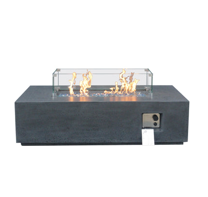 52 Inch Outdoor Concrete Propane gas rectangle Fire Pit table in Dark Gray color