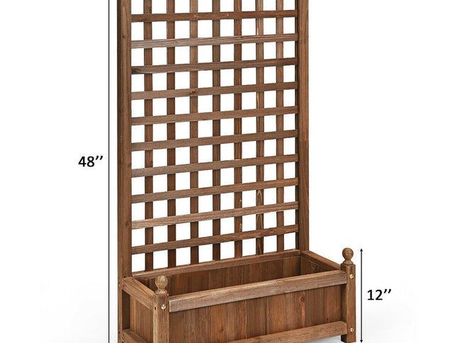 Solid Free Standing Wood Planter Box with Trellis for Garden