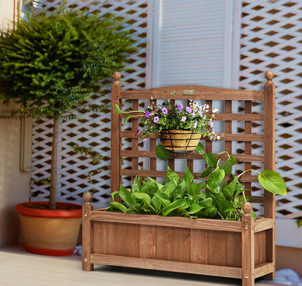 Wood Planter Box with Trellis Weather-resistant Outdoor
