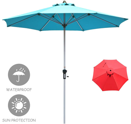 9 Ft Patio Umbrella with Aluminum Pole without Weight Base