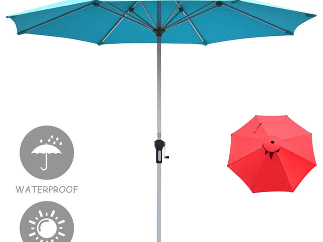 9 Ft Patio Umbrella with Aluminum Pole without Weight Base