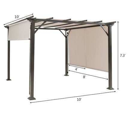 10 x 10 Feet Metal Frame Pergola - Beige