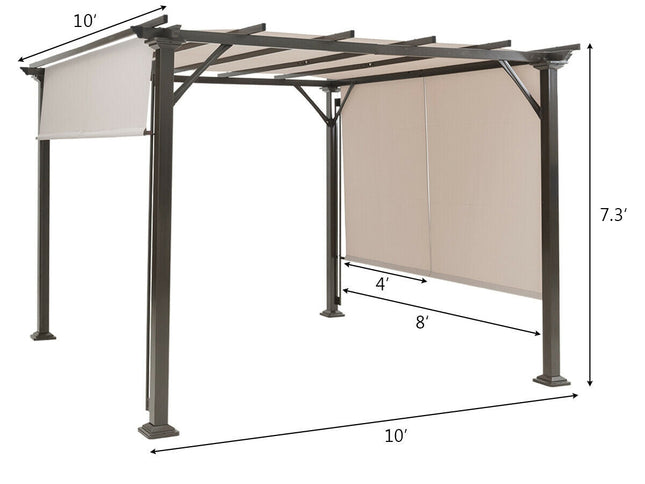10 x 10 Feet Metal Frame Pergola - Beige