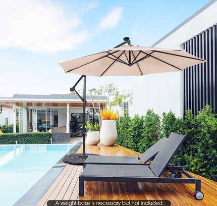 10 Ft Patio Solar Powered Cantilever Umbrella with Tilting System