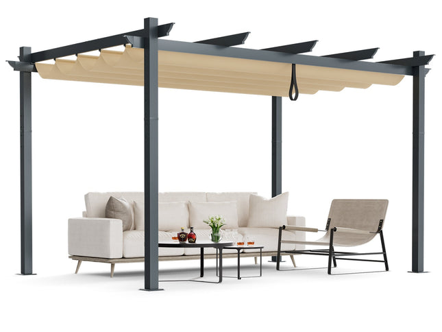 10 x 13 Feet Outdoor Aluminum Retractable Pergola Canopy Shelter