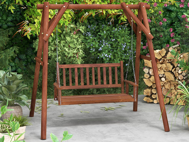 2-Person Wooden Outdoor Porch Swing with 500 lb Weight Capacity