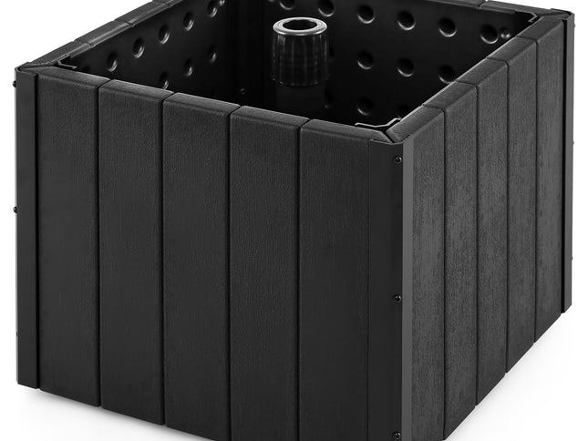 2-in-1 Outdoor Umbrella Base Planter Patio Umbrella Stand with Flower Box-Black