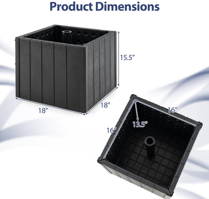 2-in-1 Outdoor Umbrella Base Planter Patio Umbrella Stand with Flower Box-Black