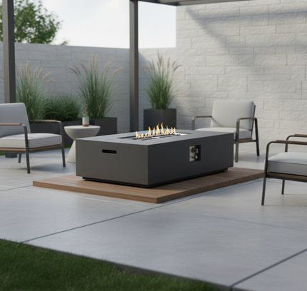 Volon Modern Rectangular Fire Pit Table in Light Gray